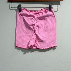 Urban Outfitters Women’s Pink Ribbed Ruffled Tube Top Size S